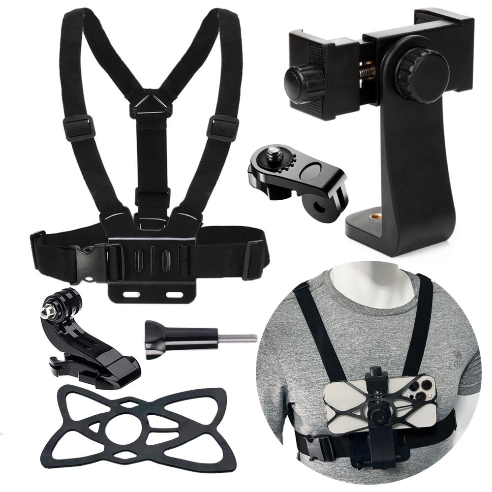 Chest Strap With 360 Rotation Phone Mount Belt For Gopro Hero 12 11 10 9 8 7 iPhone 13 14 Pro Max Insta360 X4 Action Camera