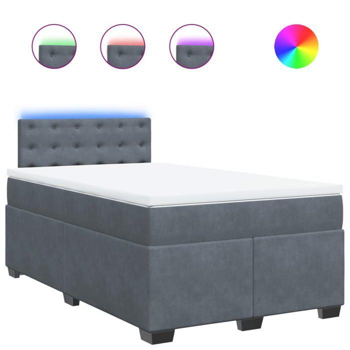 VidaXL Sommier à lattes de lit et matelas gris foncé 120x190cm velours, lit, lit à plate-forme, lit à panneaux, meuble de 3288571