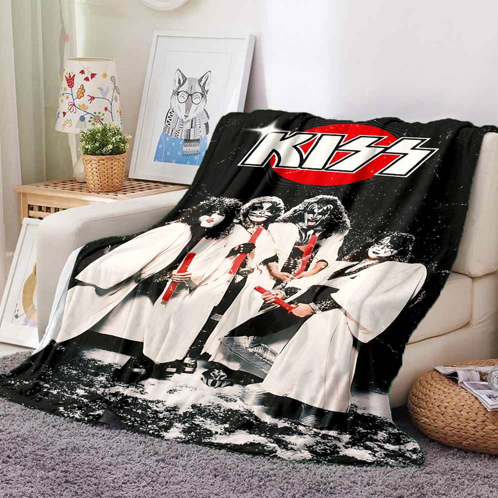 1pc KISS Band Flannel Blanket, Soft Skin Friendly with Digital Printing, Various Sizes Available for Family, Friends, Birthday