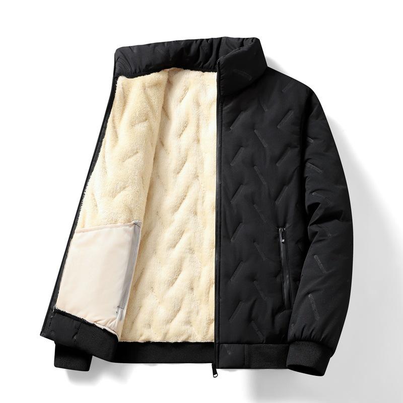 7XL Plus Fleece Lamb Fleece Padded Jacket Men's Winter Warmth Thickened Jacket Middle-aged and Elderly Plus Size