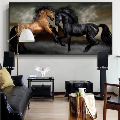Pôsteres e impressões de animais modernos, arte de parede, pintura em tela, dois cavalos dançando, fotos para sala de estar, decoração de quadros, sem moldura