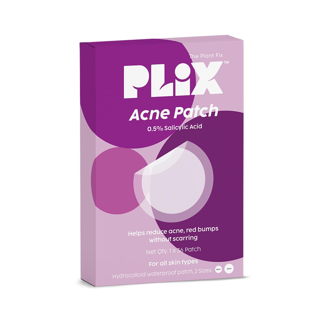 PLIX The Plant Fix Transparent Waterproof Pimple Patches Ultra Thin Hydrocolloid, Two Sizes, Invisible Spot Cover, 36 Patches