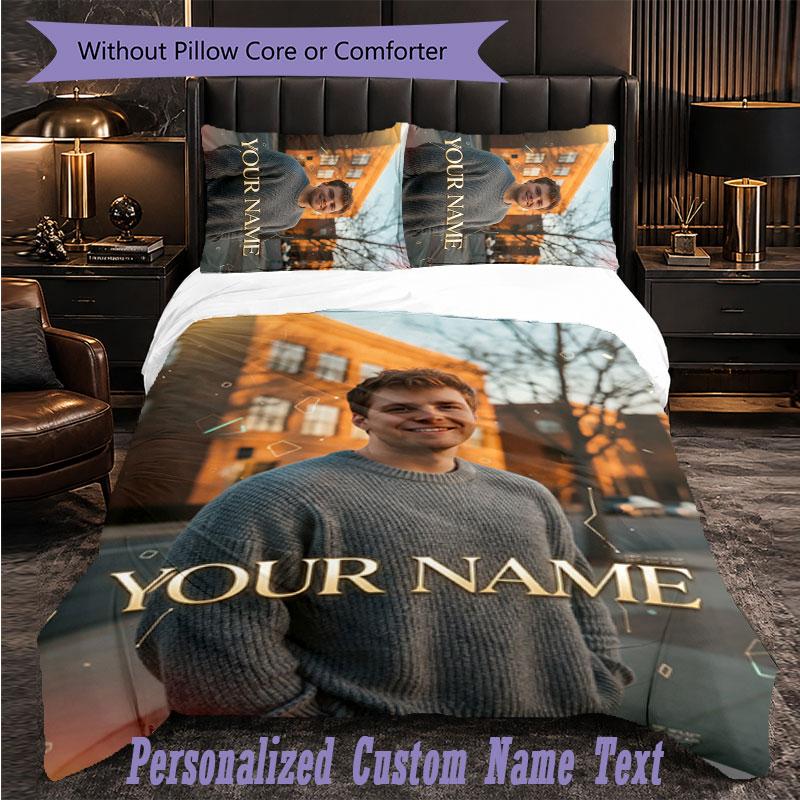 Personalized 3Pcs Bedding SetAlex Warren Custom Text Duvet Cover Pillowcase Set Bedroom Gift