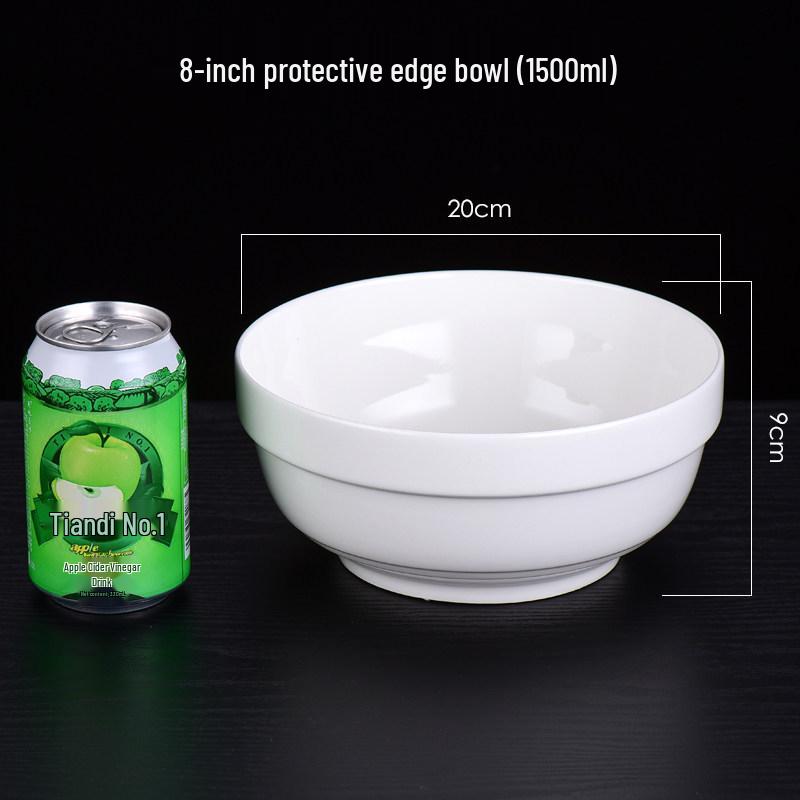 White Ceramic Edge Protection Bowls - 4.5 to 6 Inches, Ideal for Soup, Rice, or Congee