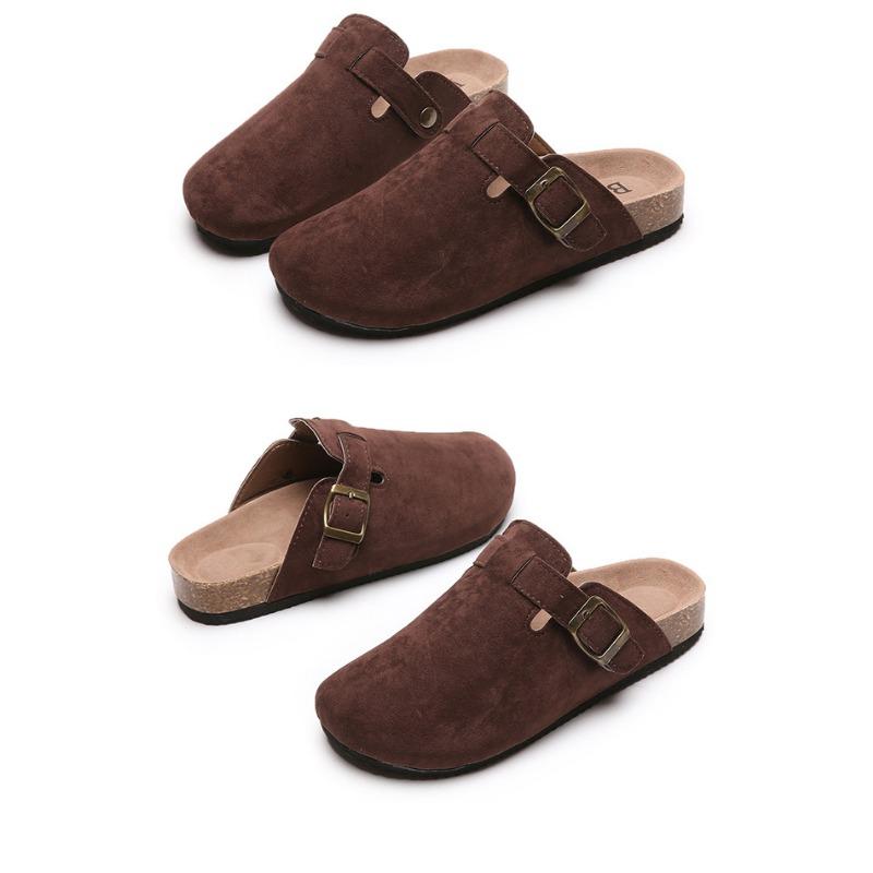 Pantoufles Baotou pour Couples Féminins Pantoufles en Liège Grandes Chaussures Romaines Demi-Pantoufles Décontractées