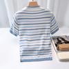 Damen Kurzarm Strick-T-Shirt mit Farbblock-Streifen