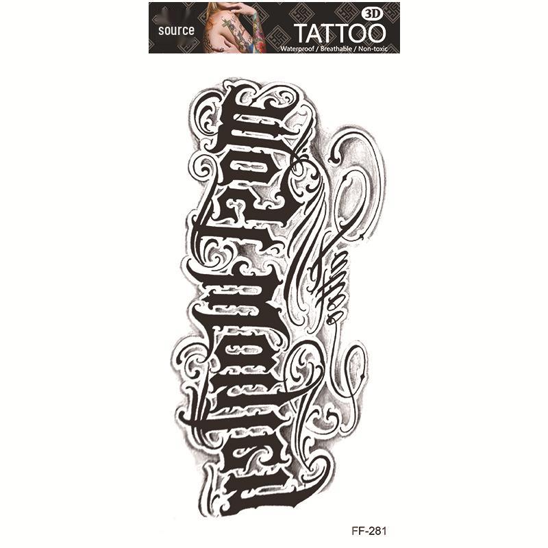 Adesivi per tatuaggi impermeabili Yuanhua - Totem con testa di lupo e disegni di testo arabo