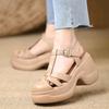 8CM retro style bag head thick-soled thick-heeled sandals women's 2025 summer new versatile skirt shallow high heels