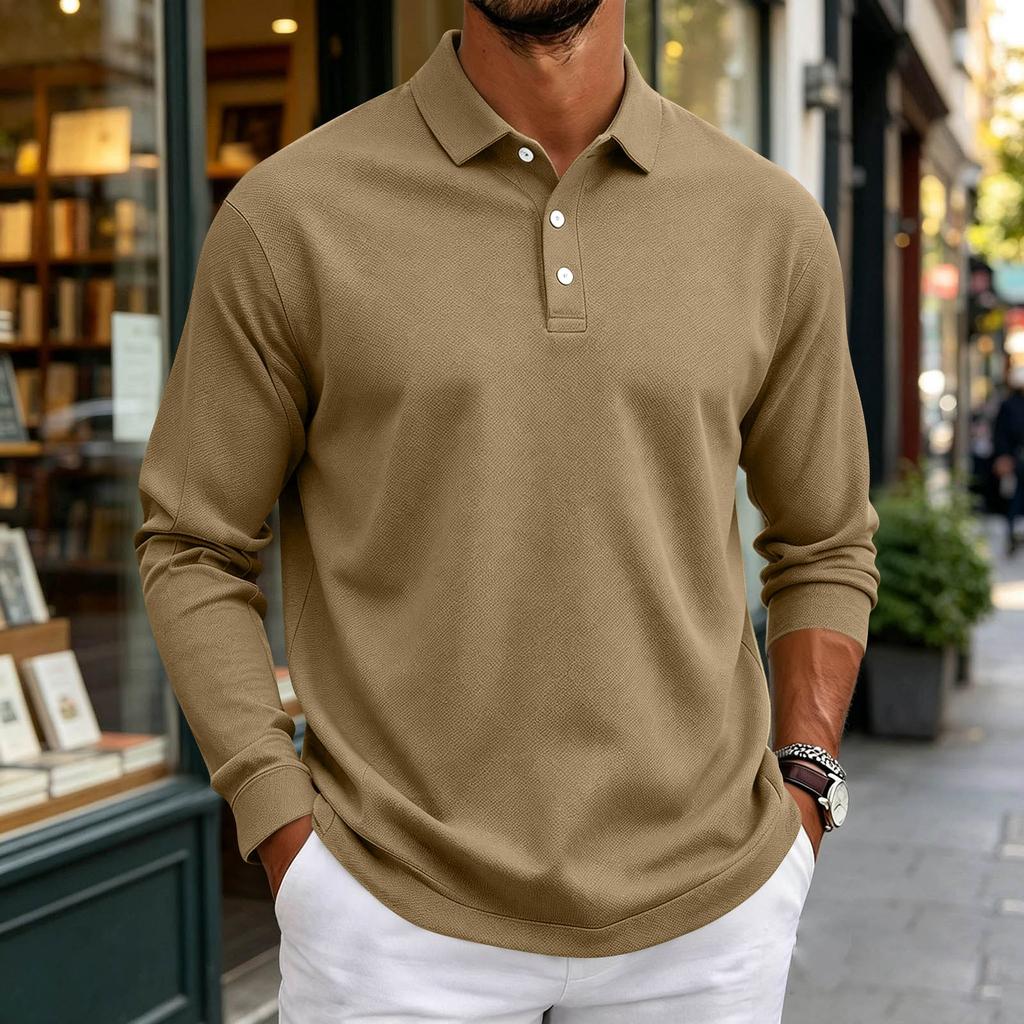Herren Langarmhemd Button-Down-Kragen Farbe Entspannte Passform Lässig