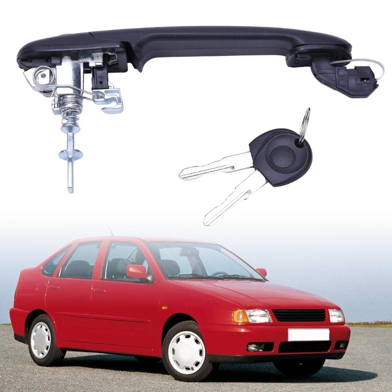Black Exterior Car Door Handle with Integrated Lock Component, 6N0837207 6N0837207C Single-Body Engineering-Plastic Design for Mechanical Bolt-On