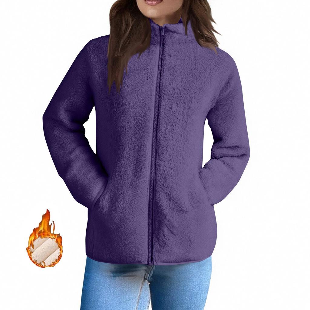 Dámské zimní kabáty Teplé plyšové bundy S otevřeným předním dílem Kardigan s dlouhým rukávem Trendy Chlupavé svrchní oblečení