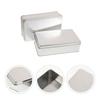 2Pcs Rectangular Metal Tin Box with Lid Silver Tinplate Storage Container for Cookies Snacks Candy Jewelry Cake Wedding Party