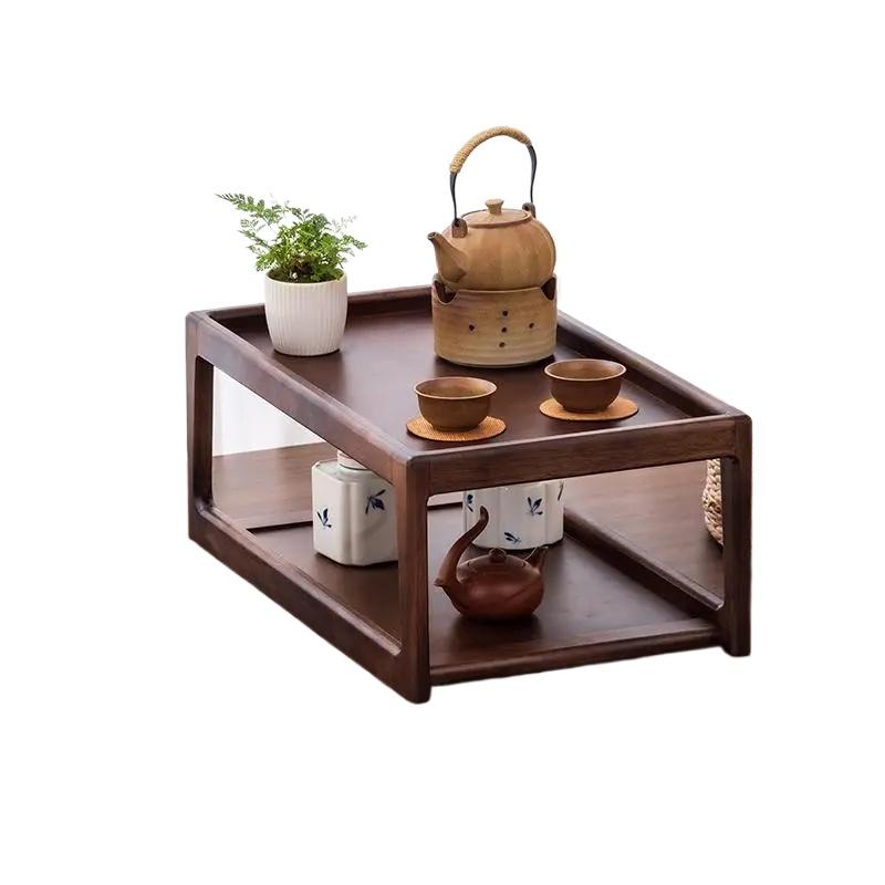 Walnut Bay Solid Wood Window Desk Mini Tea Table Traditional Louhan Bed Stand - Minimalist Space-Saving Zen Design