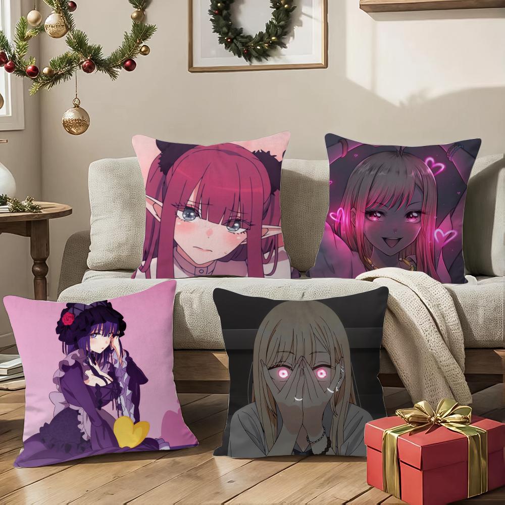 My Dress-Up Darling Marin Kitagawa Silky Short Plush With Invisible Zipper Dustproof Sofa Cushion Cover For Home Decor