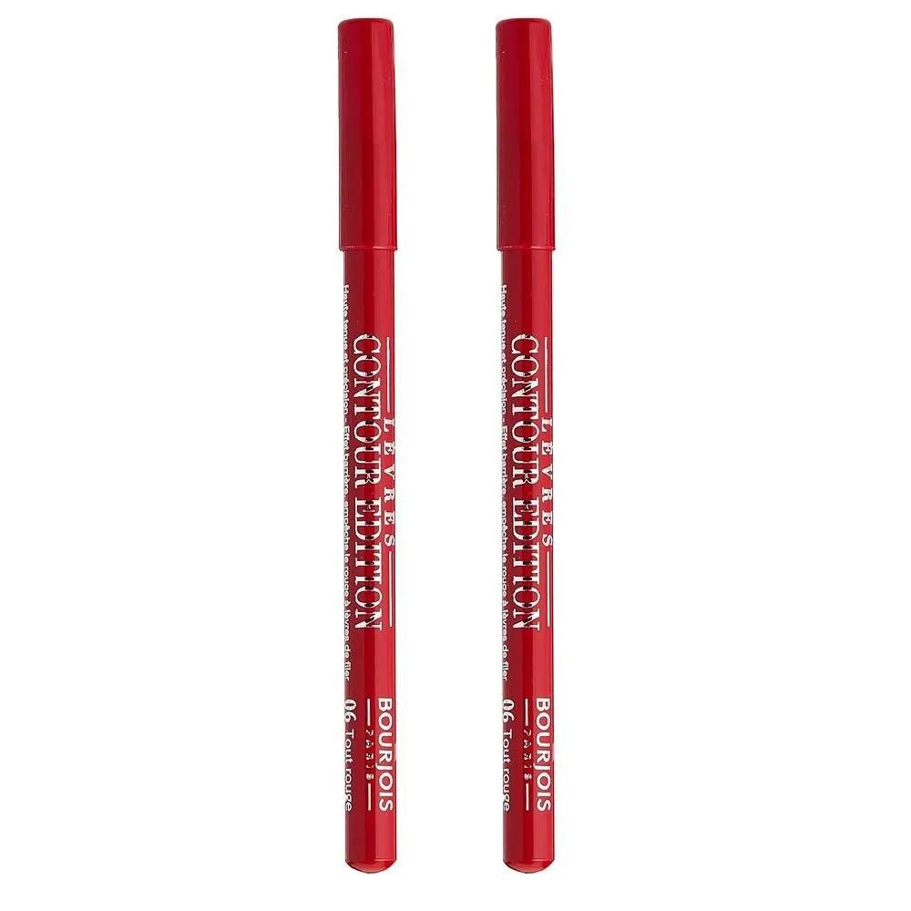 Bourjois 06 To Rouge Red Levres Lip Pencil 2-Pack Bourjois Levres Contour Edition Lip Liner and Pencil 6
