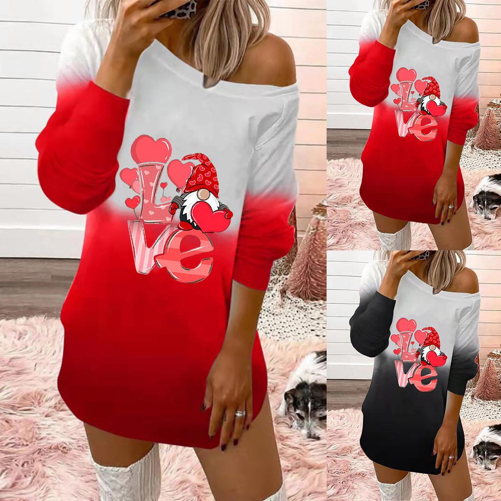 Moda casual femenina estampada manga larga fuera de los hombros Vestido  largo suelto comprar a buen precio — entrega gratuita, reseñas reales con  fotos — Joom