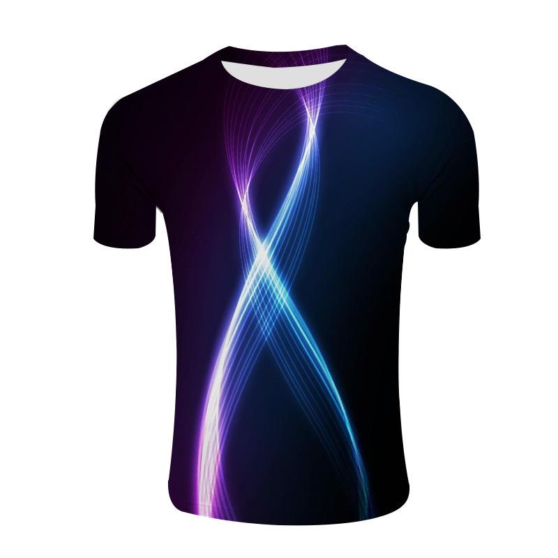 Summer 3D Digital Printed Men's Light Round Neck Pullover T-shirt Popular on The Streets Cities Shirt