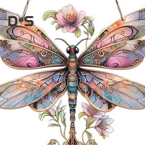 Łapacz Słońca Ważka Akrylowa Wisząca Ozdoba Kolorowa Łapacz Słońca Ważka Okno z Metalowymi Łańcuchami Do Dekoracji Domu Ogród Weranda