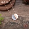 Color painted oil round snake bone chain pendant, simple folding round women's versatile necklace