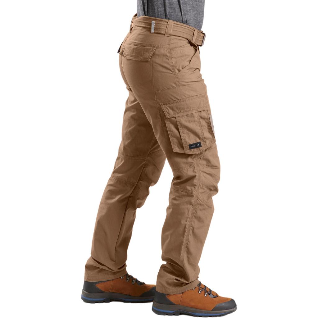 DECATHLON FORCLAZ TRAVEL100 Hiking Durability Solid Color Slim Cargo Pants Men's Brown