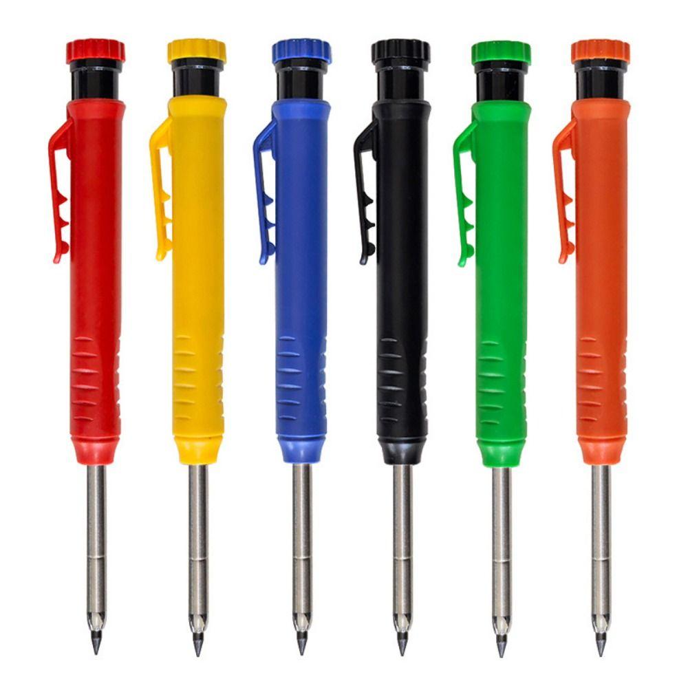 10 Stück Solider mechanischer Zimmermannsbleistift mit 9 Ersatz-Minen, langer Spitze, Tieflochmarker, integriertem Spitzer