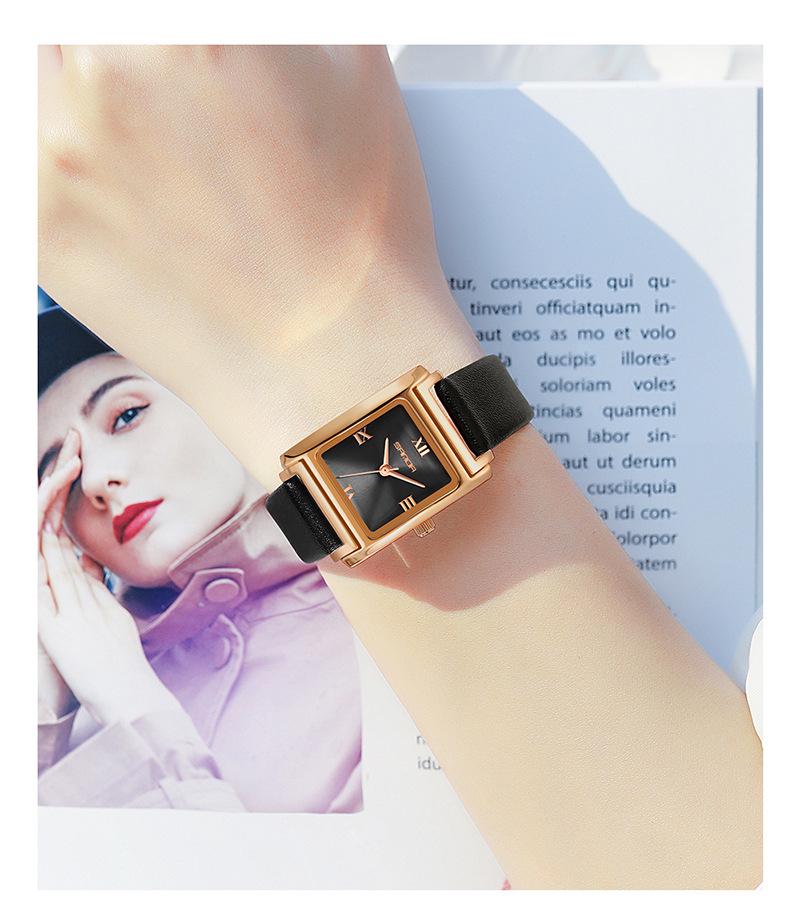 Sanda Women's Retro Leather & Mesh Strap Casual Wristwatch