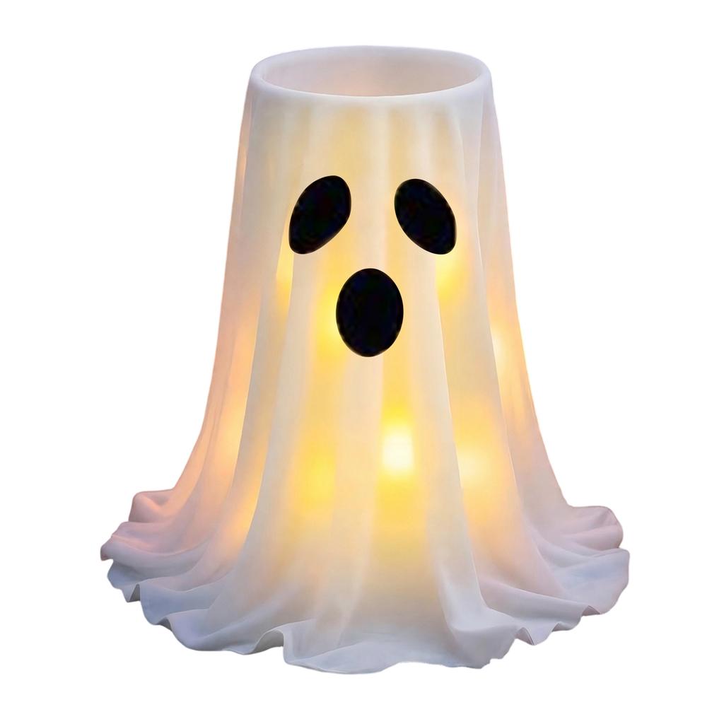 Expandable Halloween Ghost Candy Holder Storage Stand Outdoor Porch Front Door Yard Decoration Prop with LED Light Effect