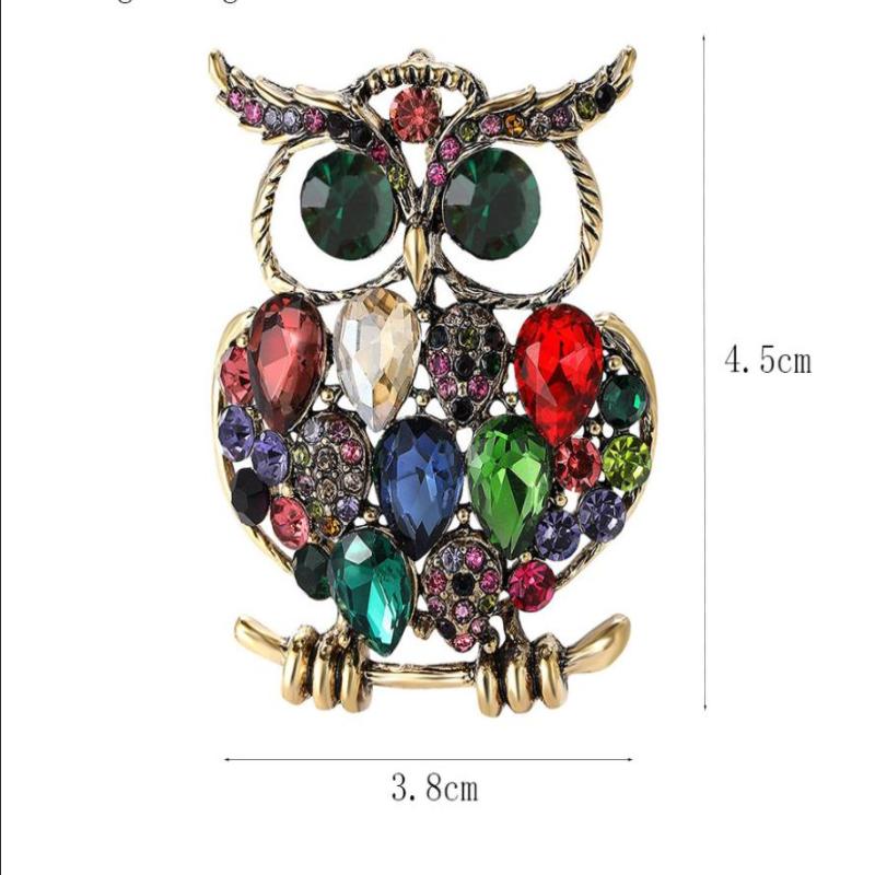 Fashion Vintage Rhinestone Lovely Owl Brooches For Women Clothing Coat Jewelry Accessries Gifts
