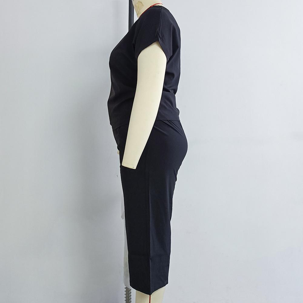 Summer Women's T-shirt Wide-legged Pants Suit Fashion Loose Large Size Sports Suit Pantsuit