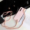 Corea Tracolla Lunga Catena Dorata Collana Custodia per Telefono Per Samsung Galaxy Z Fold 4 Z Fold 3 Z Fold 2 5g Donna Copertura Rigida in PC