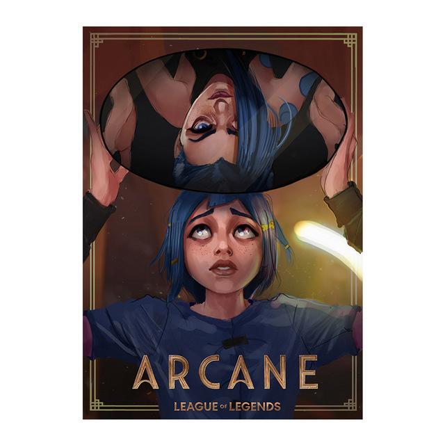 Frame of Solid Wood Arcane League of Legends Poster Game Role Jinx V Jess Yasuo Canvas Painting Wall Painting Painting Bar Home Decor Individual Color