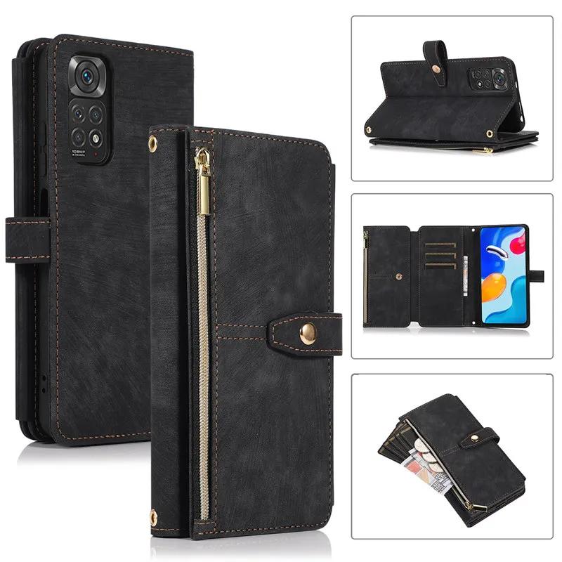 Lanyard Flip Leather Phone Case for XiaoMi 15T 15 14 14T 13T 12T POCO X5 RedMi Note 15 14 Pro Plus 13 12 Zipper Wallet Cover