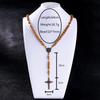 1 ST Handgemaakte Geweven Sint Benedictus Medaille Antiek Houten Rozenkrans Kruis Ketting Vintage Katholiek Religieus Jezus Sieraden