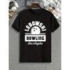 Bowling Enthusiasts Graphic Print Men's Comfortable Micro Stretch T-Shirt, Patterned T-Shirt Men's Summer Clothing Sports