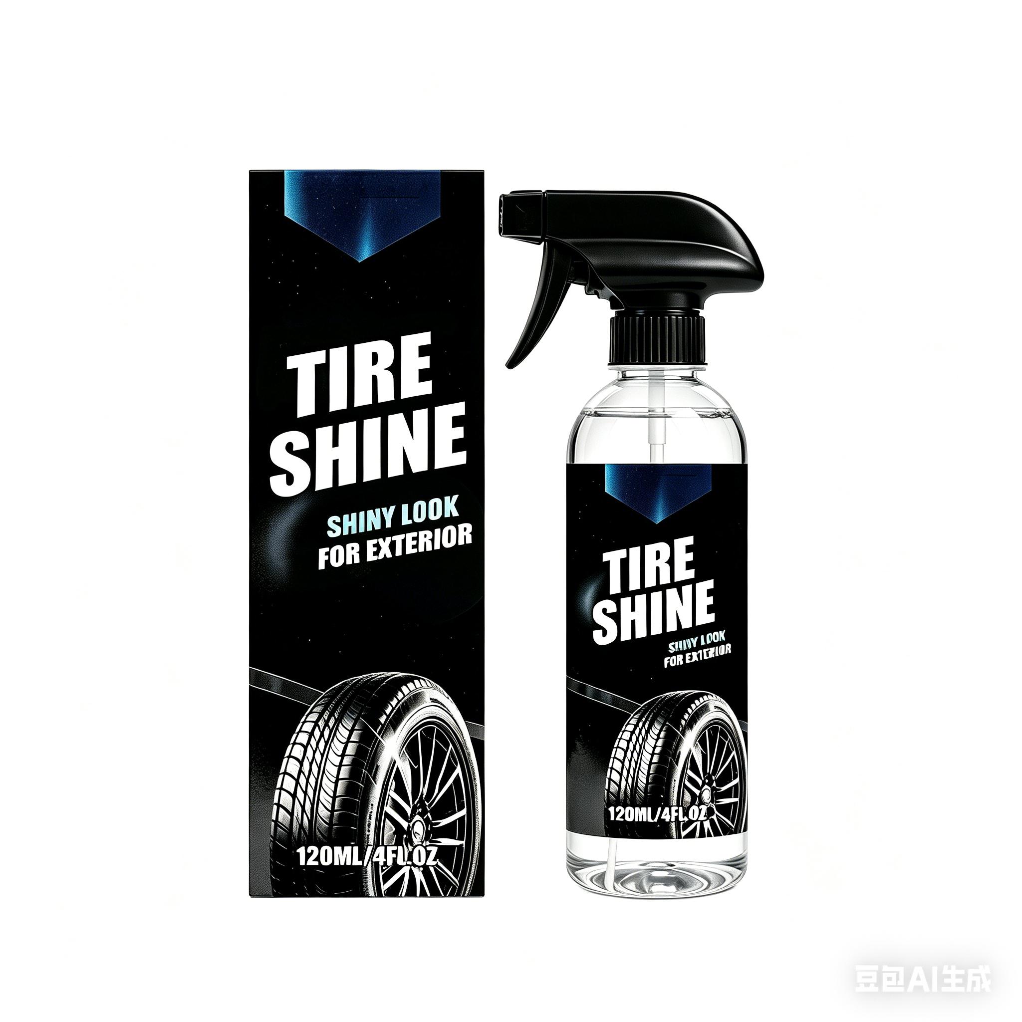Tire Shine Spray 120ml Exterior Tire Dressing for Vehicle Rubber Protection and Shine Enhancer with Easy Spray Trigger Bottle One Size