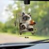 Cute Cat Rearview Mirror Decoration Creative Acrylic 2D Animal Hanging Ornament Pendant Car Interior Decoration Bag Pendant