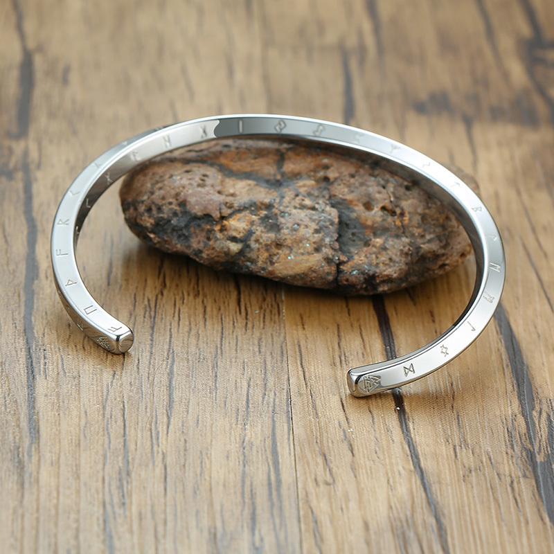 Vnox Retro Nordic Vikings Cuff Bracelet for Men Stainless Steel Mobius Norse Mythology Runes Amulet Jewelry Dad Gift