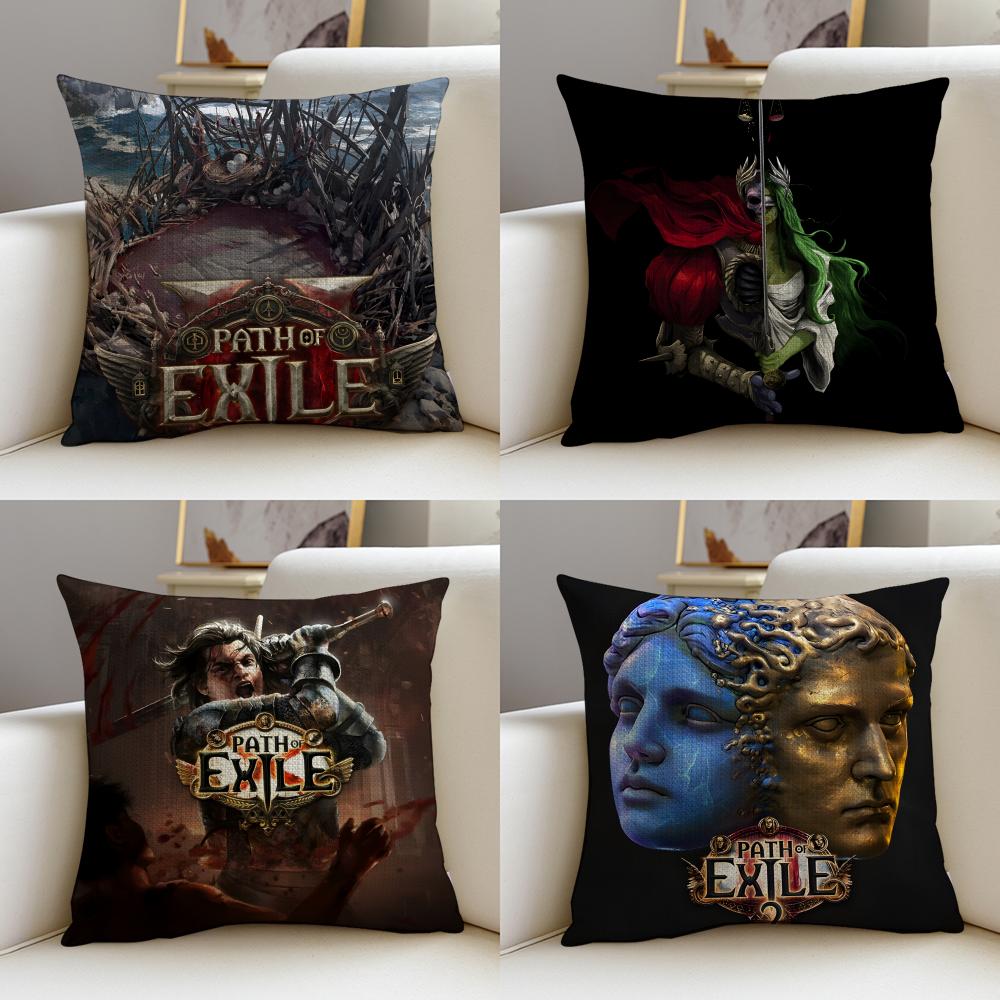Dark PPath of ExileS Cushion Cover Breathable and skinfriendly linen pillowcase square removable and washable cushion