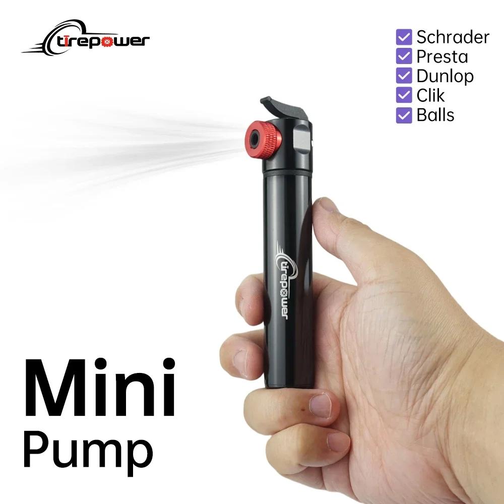 Bicycle Pump Aluminium Alloy mini Hand Bike Pump Air Cycling Tire Inflator with Schrader & Presta & Clik Valves Bike Ball 90 PSI 818AF