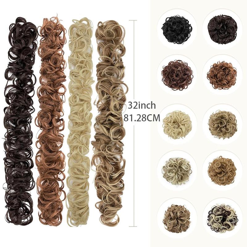 Messy Bun Hair Piece Long Chignon Elastic Wavy Curly Hair Bun Scrunchies Extensions Synthetic Hairpieces for Women Girls