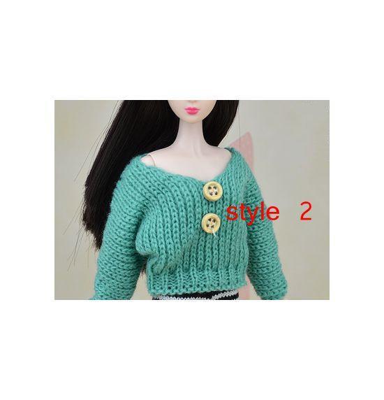 Green Causal Clothes For Barbie Doll House Knitted Sweater Top  For 1/6 BJD Doll Your Choice Kids DIY Dollhouse Toy For Children Collection