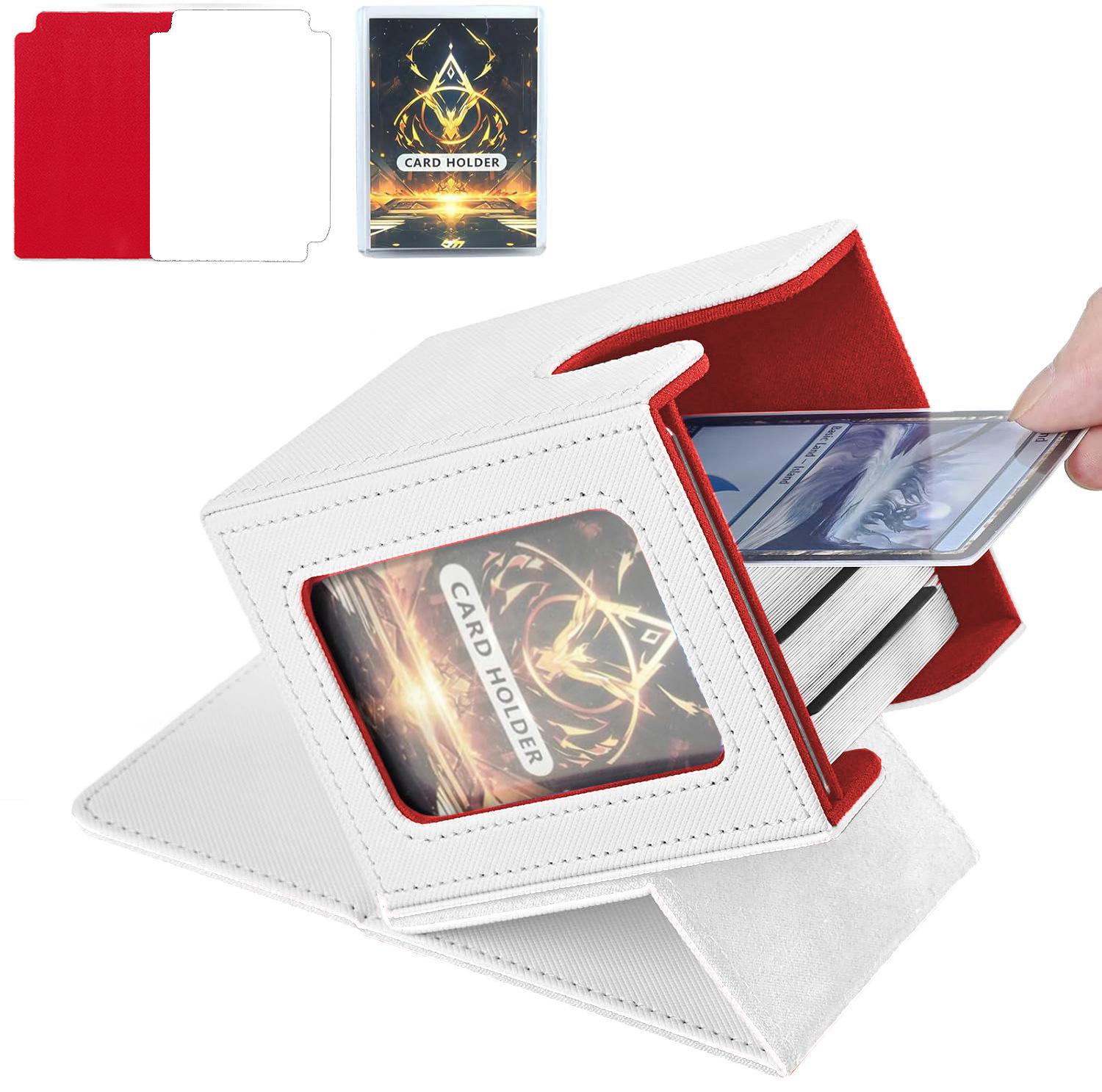 Windowed PU Leather Card Box for 100+ Yu-Gi-Oh, Hero Duel, MTG Cards