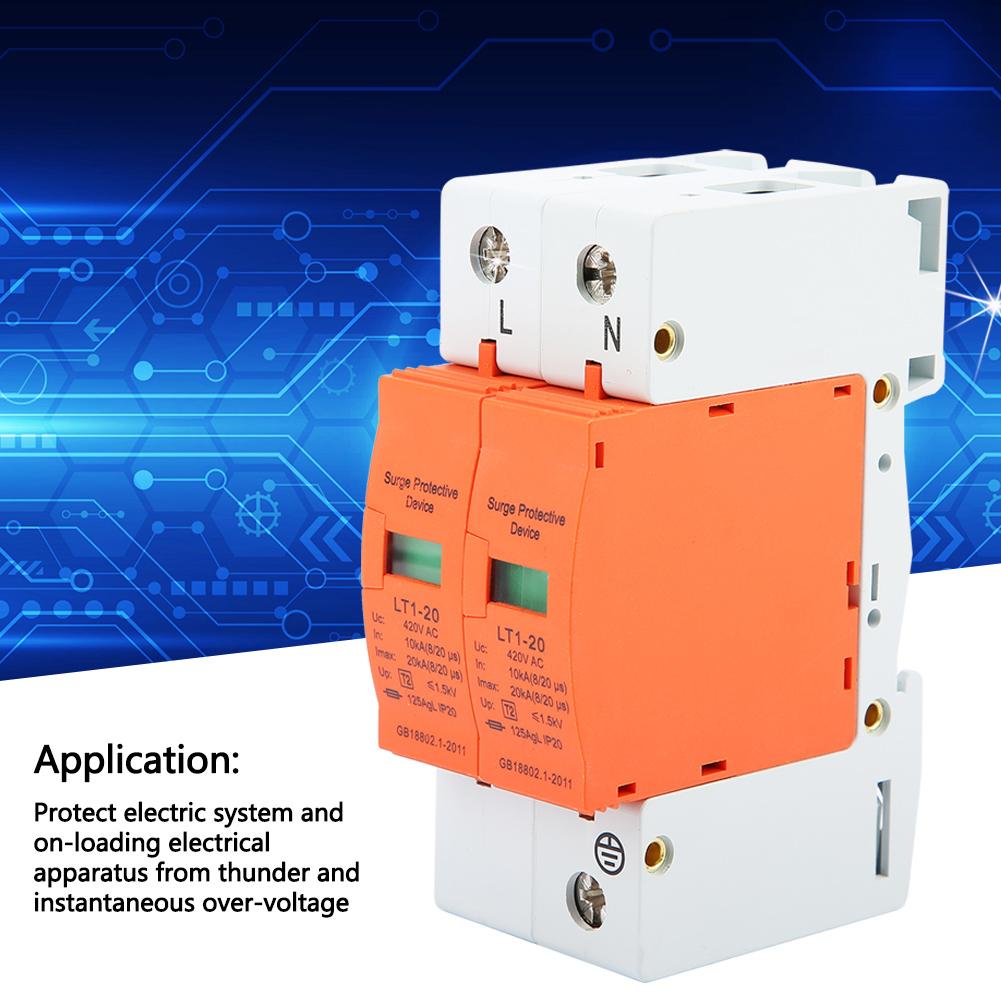2P 10kA 20kA 420vAC House Surge Protective Low Voltage Arrester Device