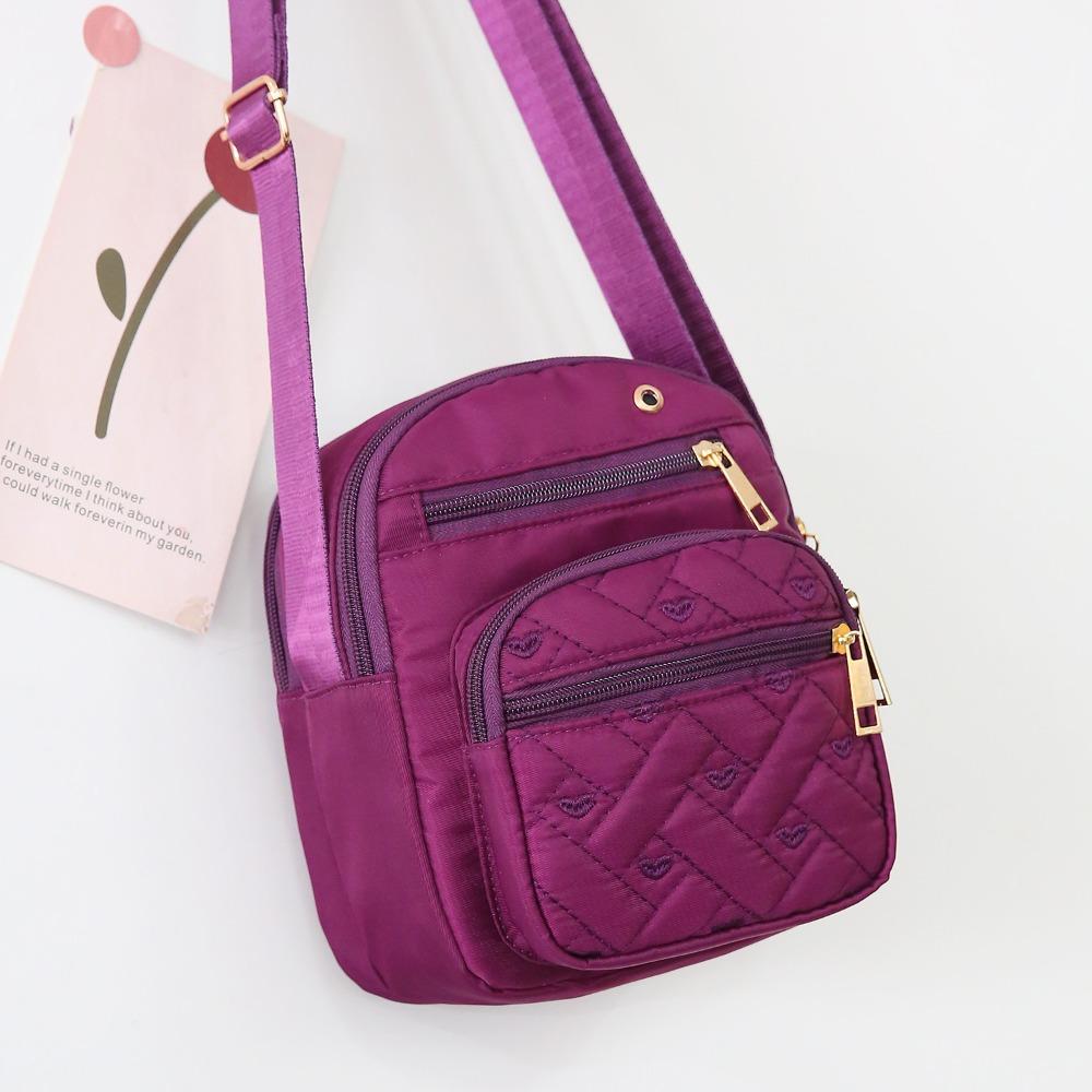 Five-layer Zipper Crossbody Bag Nylon Small Phone Bag Trendy Shoulder Bag  Cosmetic Bag