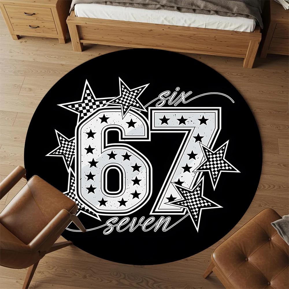 1pc six seven Round Chair mat office Area Rug - Non-Slip, Floor Mat for Office, Bedroom, and Indoor Decor p127172