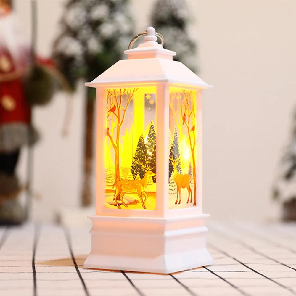 Christmas Portable Oil Lamp Santa Claus LED Night Lights Battery Powered Indoor Outdoor Hanging Lanterns Festive Party Decoratio