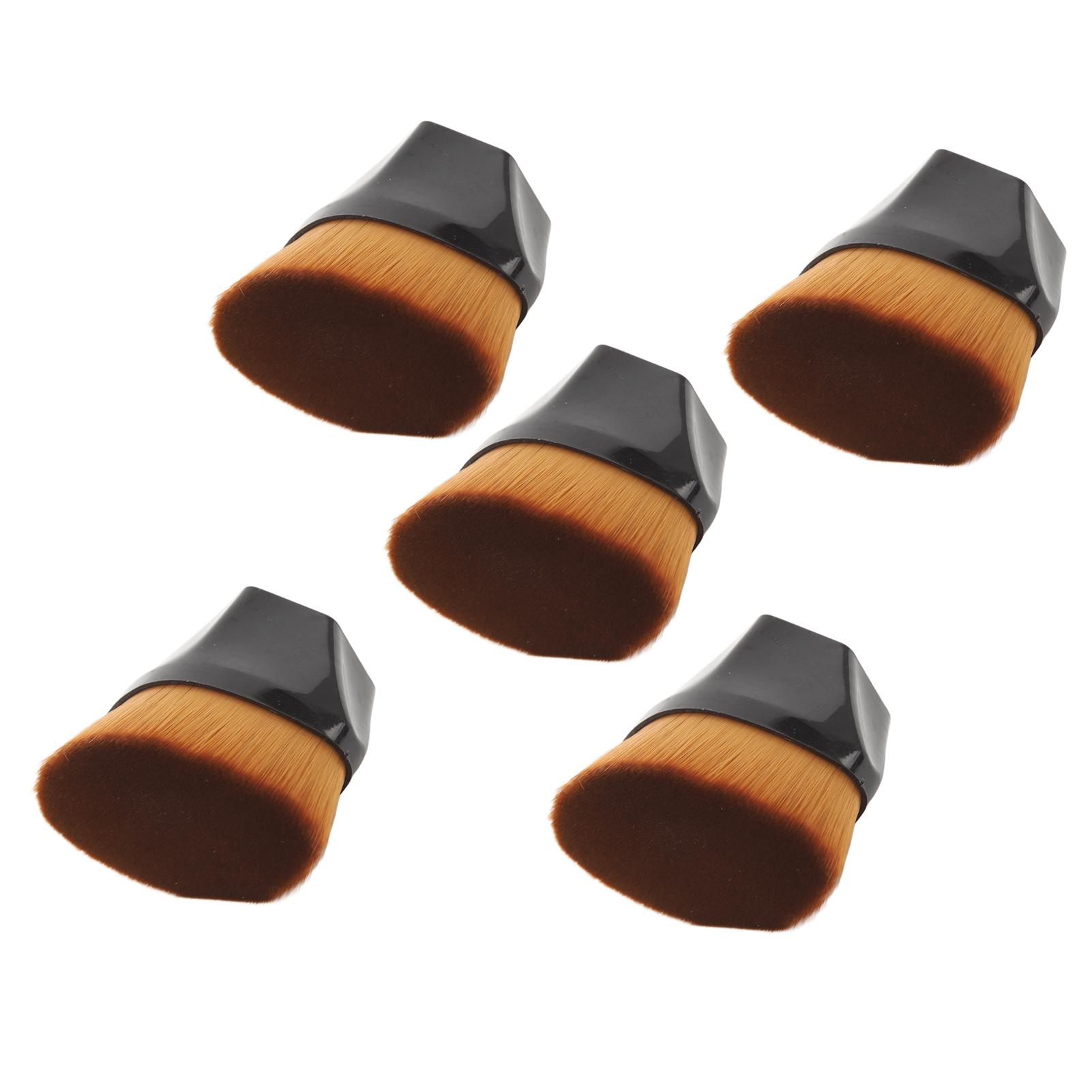 

5pcs Hexagon Makeup Brush Portable Ergonomic Droplet Shape Flat Loose Powder Brush Black