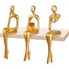 Statue Penseur Décor Doré Art Abstrait Figurines Dorées Résine Dorée Décor d'Étagère Sculpture Décorative de Collection Décoration de Maison