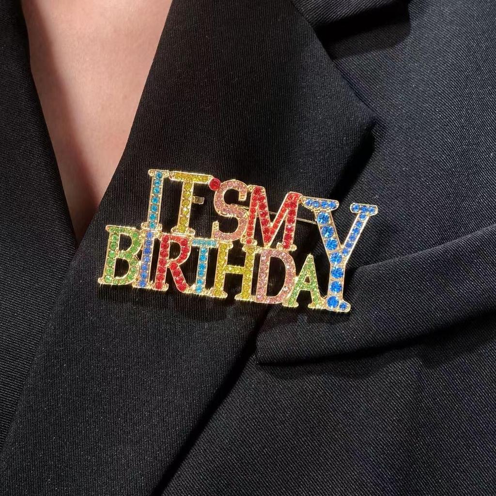 Colorful Alphabet Diamond Brooch Pin - Unisex Birthday Fashion Accessory