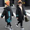 Fashion Digital Children's Jacket Boys Cotton Coat Winter Hooded Thicken Mid-length Warm Big Children's Cotton Jacket